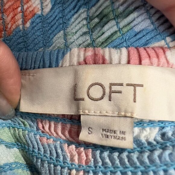 Loft Garden Smocked Ruffle Midi Dress Women's S - Picture 9 of 10